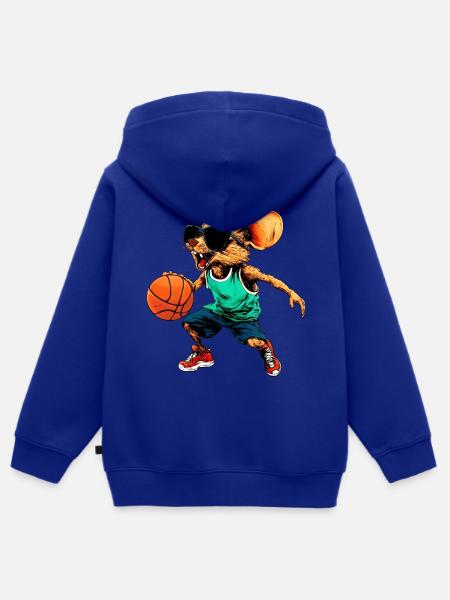 Basketball Maus - Kinder Premium Organic Zip Hoodie - Royalblau