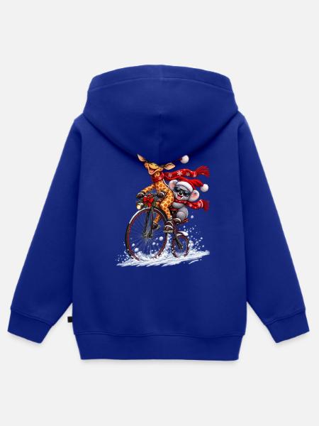 Festliche Penny Farthing Schneefahrt - Kinder Premium Organic Zip Hoodie - Royalblau