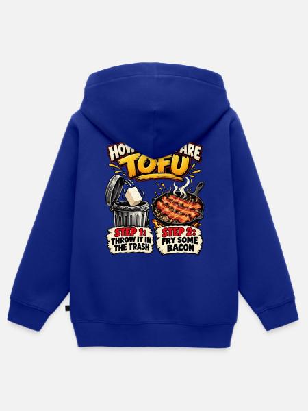 Tofu Plan: Schritt 1-2 - Kinder Premium Organic Zip Hoodie - Royalblau