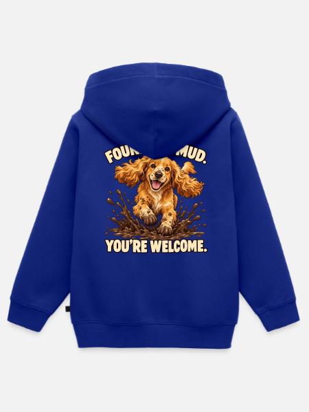 Cocker Spaniel fand den Schlamm - Kinder Premium Organic Zip Hoodie - Royalblau