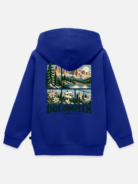 Dolomiten Alpine Adventure - Kinder Premium Organic Zip Hoodie - Royalblau