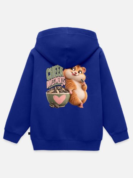 Cheek Investments | Flauschiger Hamster - Kinder Premium Organic Zip Hoodie - Royalblau