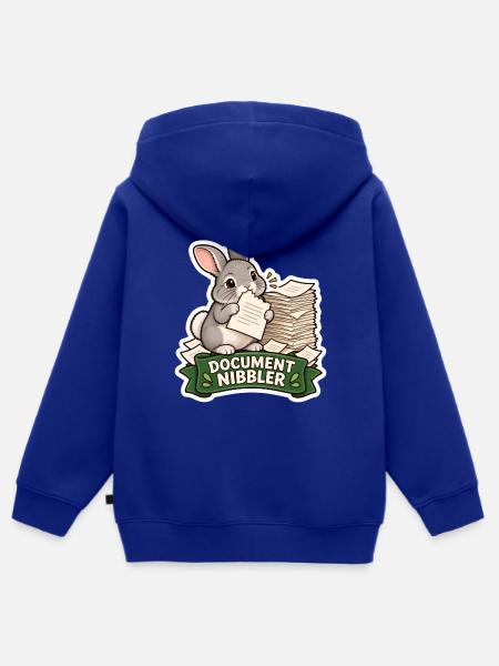 Dokumentnager Häschen mit Papierstapeln - Kinder Premium Organic Zip Hoodie - Royalblau