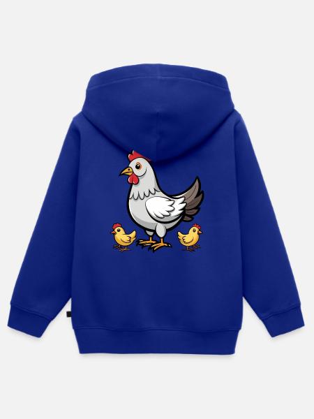 Huhn mit Küken - Kinder Premium Organic Zip Hoodie - Royalblau