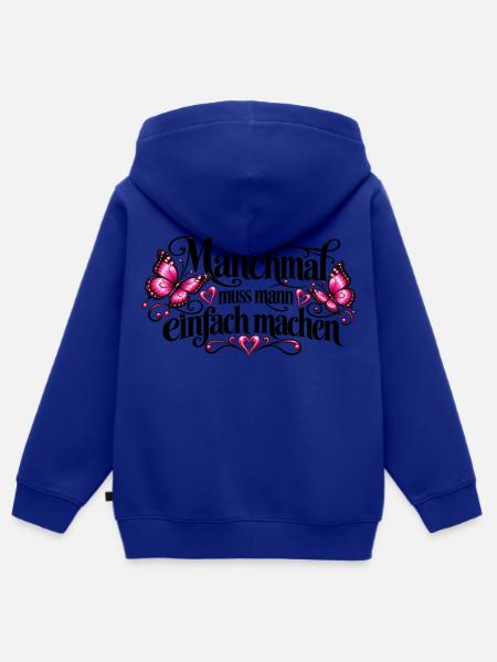 Pink Neon Herzen und Schmetterlinge - Kinder Premium Organic Zip Hoodie - Royalblau