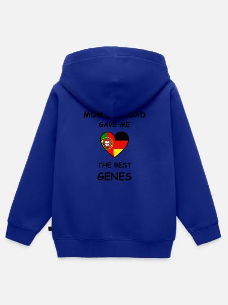Portugal Germany Genes Heart - Kinder Premium Organic Zip Hoodie - Royalblau