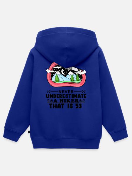 53 Jahre - Berg Wandern Bergsteigen - Kinder Premium Organic Zip Hoodie - Royalblau