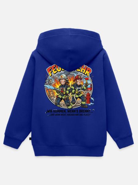 Feuerwehrhelden Cartoon-Szene - Kinder Premium Organic Zip Hoodie - Royalblau