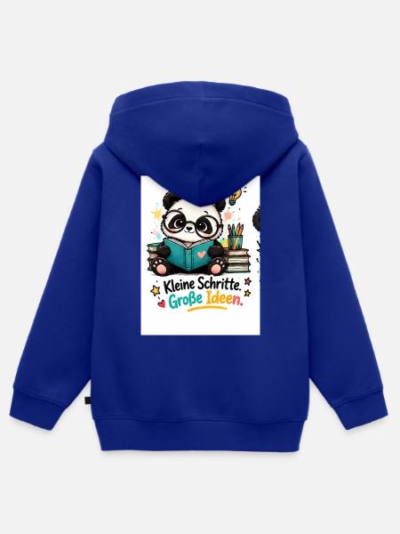 Kleine Schritte Große Ideen Panda - Kinder Premium Organic Zip Hoodie - Royalblau