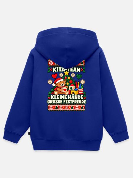 Kita-Team - Kleine Hände, große Festfreude - Kinder Premium Organic Zip Hoodie - Royalblau