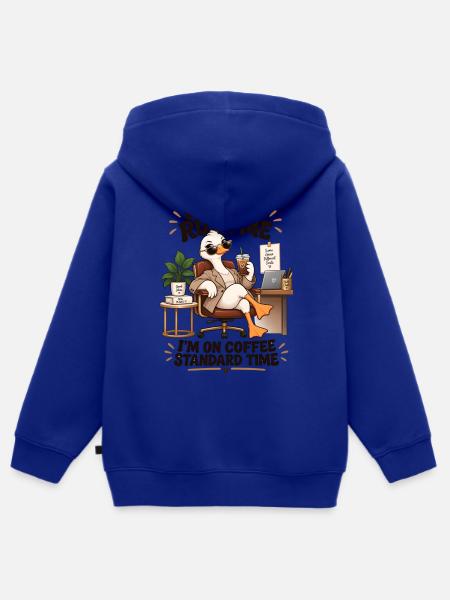 Kaffeezeit Büro Entschleunigung - Kinder Premium Organic Zip Hoodie - Royalblau
