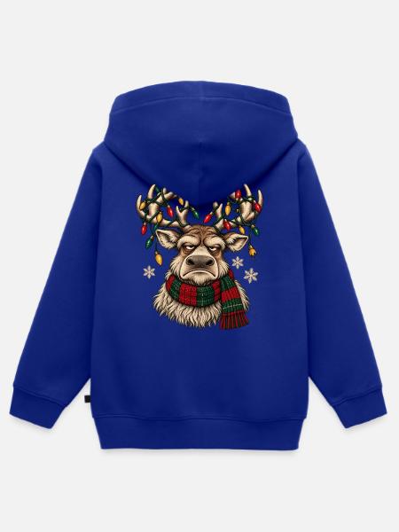 Festliche Rentiere mit Weihnachtslichtern - Kinder Premium Organic Zip Hoodie - Royalblau