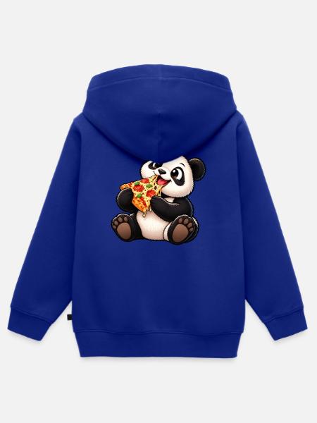 Cooler Pinguin mit Pizza Cartoon - Kinder Premium Organic Zip Hoodie - Royalblau