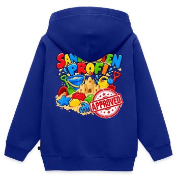 Sandkasten Profi: Spielspaß Design - Kinder Premium Organic Zip Hoodie - Royalblau - Hinten - AI Model Kid Male (0cm)