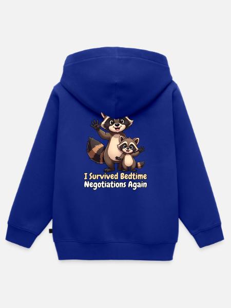 I Survived Bedtime Negotiations Again - Kinder Premium Organic Zip Hoodie - Royalblau