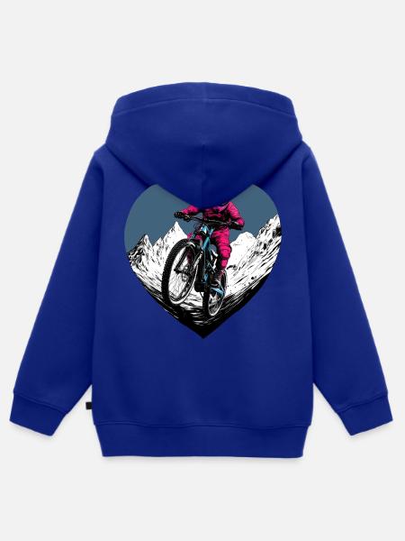 Love Bike / Mountainbiker Herz - Kinder Premium Organic Zip Hoodie - Royalblau