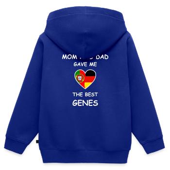 Portugal Germany Genes Heart White - Kinder Premium Organic Zip Hoodie - Royalblau - Hinten - AI Model Kid Male (0cm)