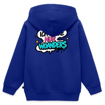 Ich denke nur Woanders - Kinder Premium Organic Zip Hoodie - Royalblau - Hinten - AI Model Kid Male (0cm)