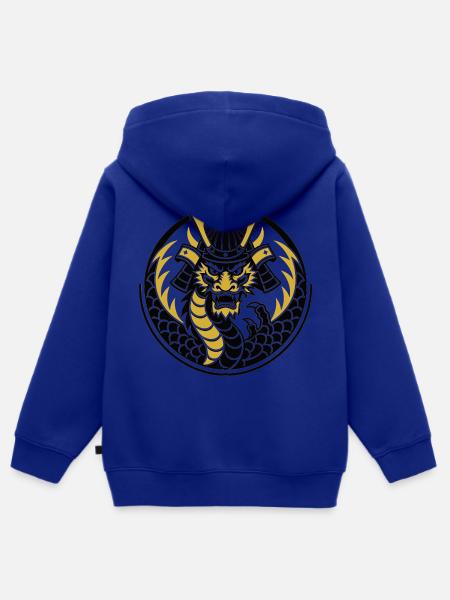 Goldenes Samurai-Drachenemblem - Kinder Premium Organic Zip Hoodie - Royalblau