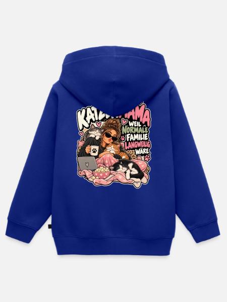 Katzenmama: Normale Familie Langweilig - Kinder Premium Organic Zip Hoodie - Royalblau