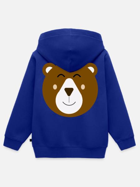 Süßer glücklicher brauner Bär - Kinder Premium Organic Zip Hoodie - Royalblau
