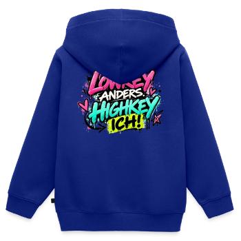 Lowkey Anders Highkey Ich Graffiti - Kinder Premium Organic Zip Hoodie - Royalblau - Hinten - AI Model Kid Male (0cm)