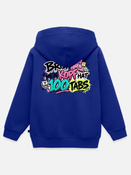 Bro Kopf 100 Tabs Graffiti - Kinder Premium Organic Zip Hoodie - Royalblau
