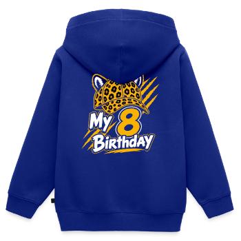 My 8 Birthday Leopard Party - Kinder Premium Organic Zip Hoodie - Royalblau - Hinten - AI Model Kid Male (0cm)