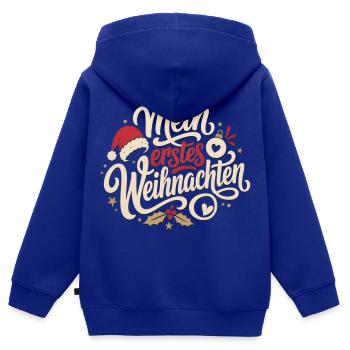 Mein Erstes Weihnachten Schriftzug - Kinder Premium Organic Zip Hoodie - Royalblau - Hinten - AI Model Kid Male (0cm)