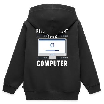 Fragen Sie mich über Informationstechnologie - Kinder Premium Organic Zip Hoodie - Schwarz - Hinten - AI Model Kid Male (0cm)