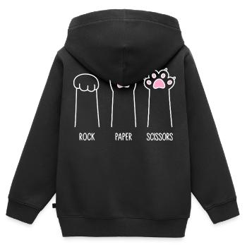Rock Paper Scissors - Cat Paws - Kids Premium Organic Zip-up Hoodie - black - Back - AI Model Kid Male (0cm)