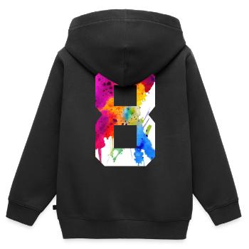 NUMMER 8 JAHRE ALT 8. GEBURTSTAG - Kinder Premium Organic Zip Hoodie - Schwarz - Hinten - AI Model Kid Male (0cm)