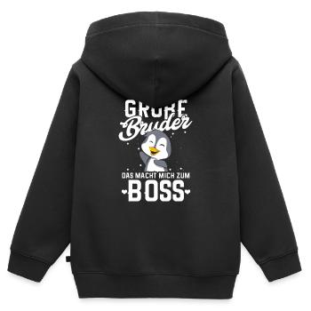 Ich Bin Großer Bruder Boss - Kinder Premium Organic Zip Hoodie - Schwarz - Hinten - AI Model Kid Male (0cm)