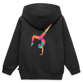Turnerin Gymnastik Handstand Damen Kinder Turnen - Kinder Premium Organic Zip Hoodie - Schwarz - Hinten - AI Model Kid Male (0cm)