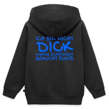 Ich bin nicht dick Spruch - Kinder Premium Organic Zip Hoodie - Schwarz - Hinten - AI Model Kid Male (0cm)