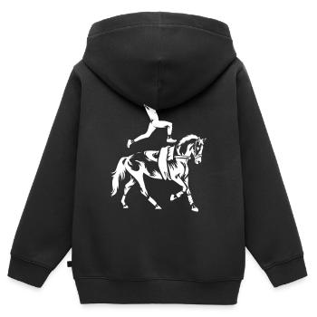 Akrobatische Voltigierkunst Pferd - Kinder Premium Organic Zip Hoodie - Schwarz - Hinten - AI Model Kid Male (0cm)