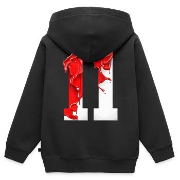 NR. 11 NUMMER 11 ROT WEIß 11. GEBURTSTAG - Kinder Premium Organic Zip Hoodie - Schwarz - Hinten - AI Model Kid Male (0cm)