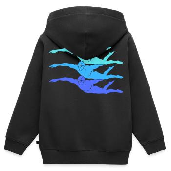Schwimmen Schwimmsport Kinder Schwimm Schwimmer - Kinder Premium Organic Zip Hoodie - Schwarz - Hinten - AI Model Kid Male (0cm)