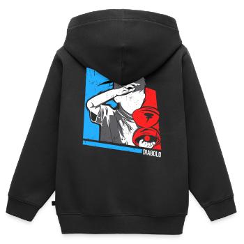 Wirbelnder Diabolo Zirkusjongleur - Kinder Premium Organic Zip Hoodie - Schwarz - Hinten - AI Model Kid Male (0cm)