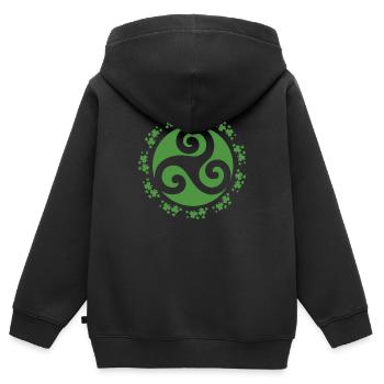Triskele Celtic - Kinder Premium Organic Zip Hoodie - Schwarz - Hinten - AI Model Kid Male (0cm)