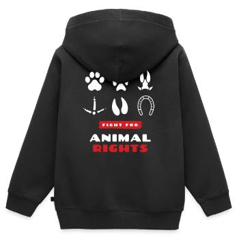 animal rights - Kinder Premium Organic Zip Hoodie - Schwarz - Hinten - AI Model Kid Male (0cm)