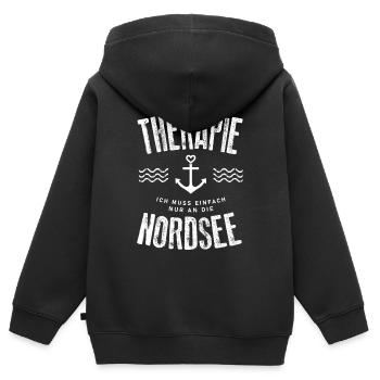 Ich brauch keine Therapie ich muss an die Nordsee - Kinder Premium Organic Zip Hoodie - Schwarz - Hinten - AI Model Kid Male (0cm)