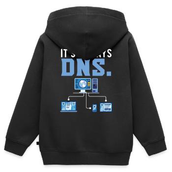 It's Always DNS Information Technology - Kinder Premium Organic Zip Hoodie - Schwarz - Hinten - AI Model Kid Male (0cm)