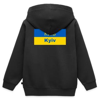Kyiv City in kyrillischer Schrift - Kinder Premium Organic Zip Hoodie - Schwarz - Hinten - AI Model Kid Male (0cm)
