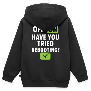 Wenn ich es baue, wird es laufen - Kinder Premium Organic Zip Hoodie - Schwarz - Hinten - AI Model Kid Male (0cm)