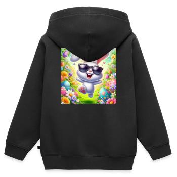 Fröhlicher Osterhase - Kinder Premium Organic Zip Hoodie - Schwarz - Hinten - AI Model Kid Male (0cm)