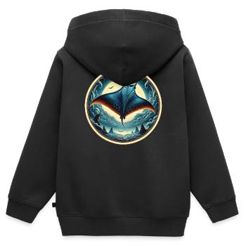 Rochen Fisch - Kinder Premium Organic Zip Hoodie - Schwarz - Hinten - AI Model Kid Male (0cm)