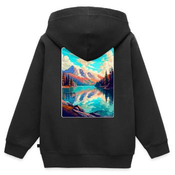 Caumasee Schweiz Vintage Reiseposter WPA Art - Kinder Premium Organic Zip Hoodie - Schwarz - Hinten - AI Model Kid Male (0cm)
