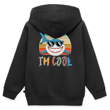 Baby Kinder Hai Fisch Tiere Lustig Sonnenbrille - Kinder Premium Organic Zip Hoodie - Schwarz - Hinten - AI Model Kid Male (0cm)