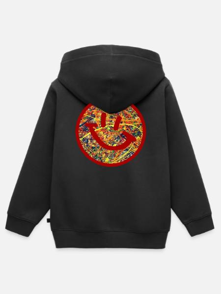Abstrakter Smiley - Kinder Premium Organic Zip Hoodie - Schwarz